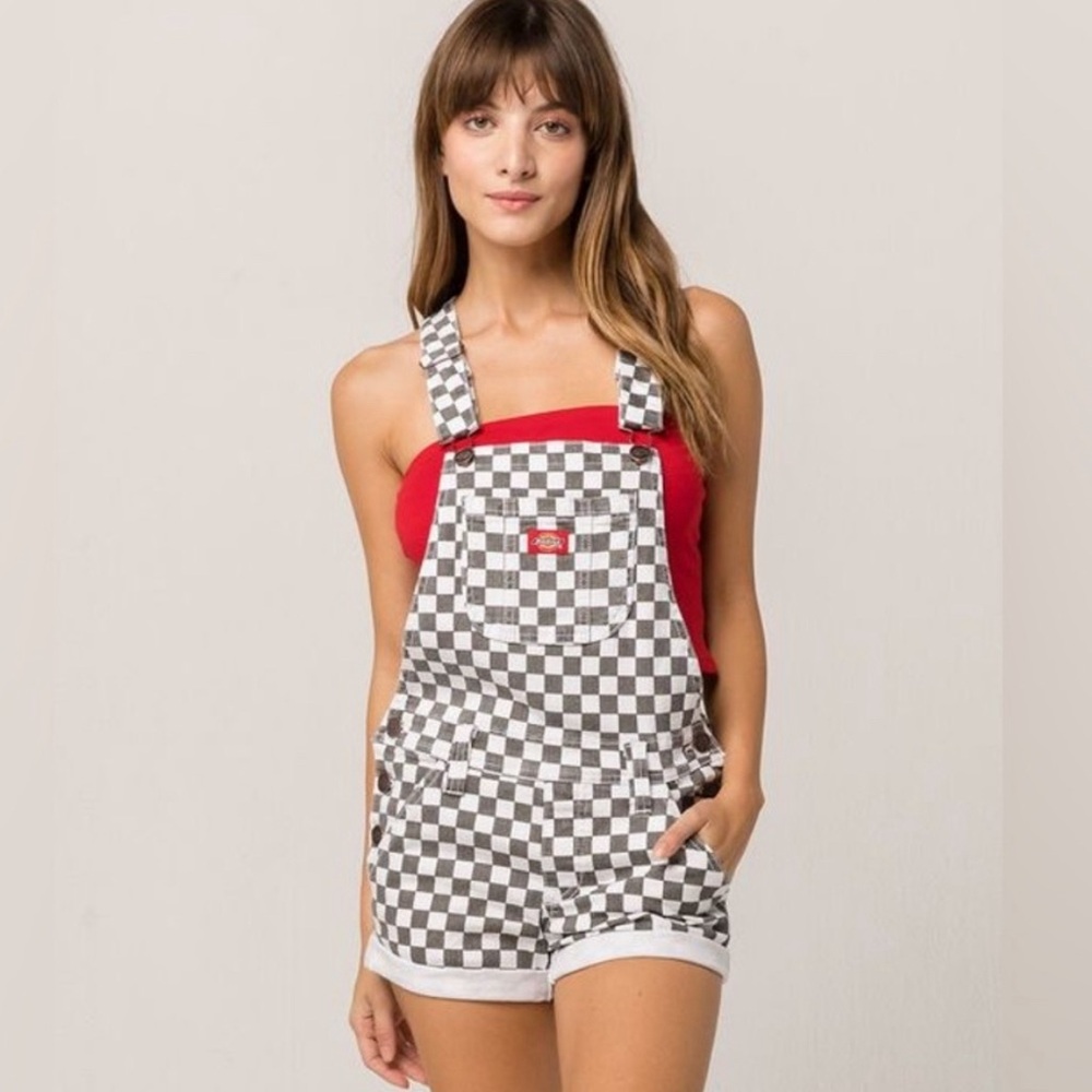 Dickies Checkered Shortall Overalls Size M